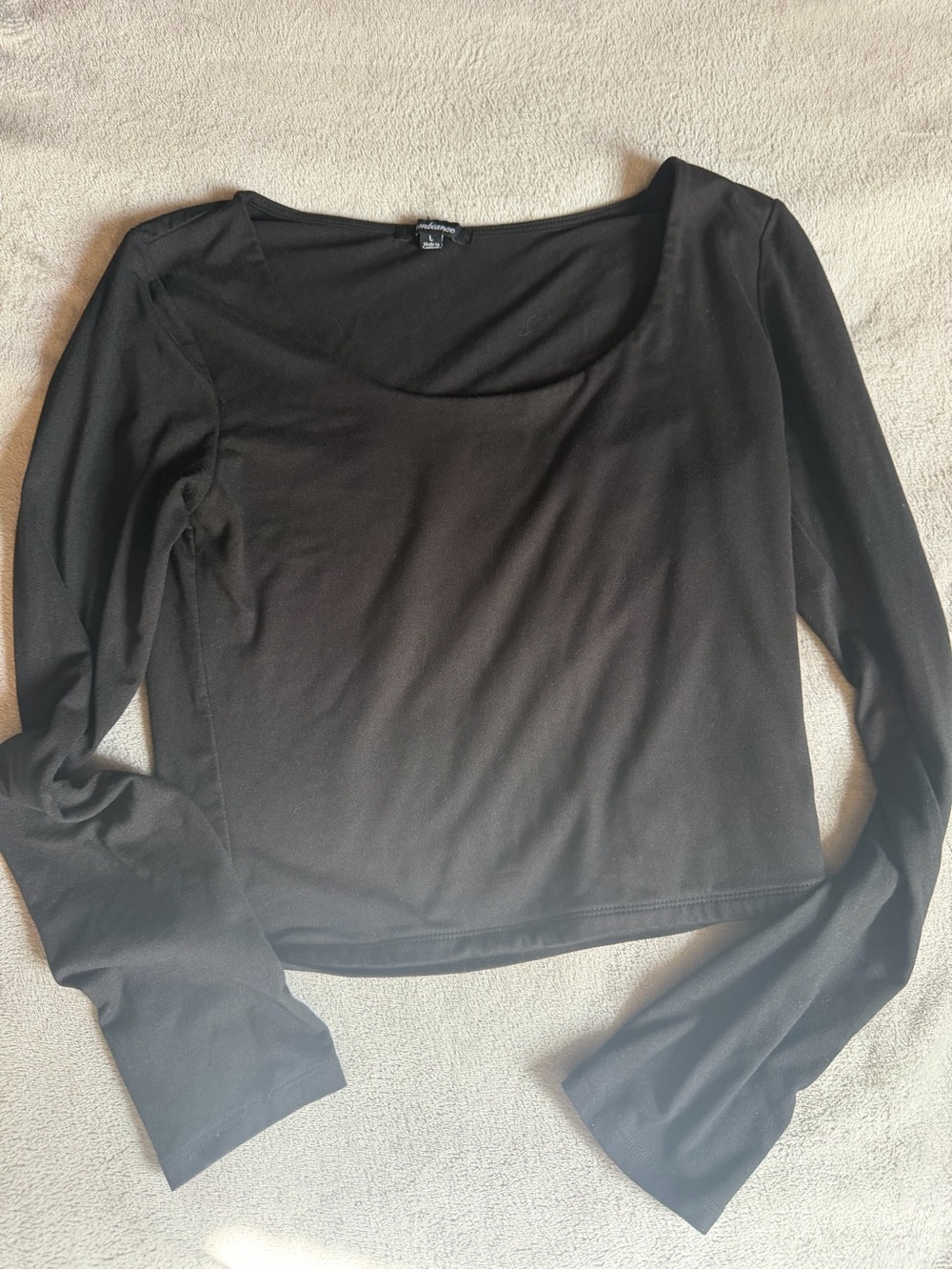 Ambiance Black Scoop Neck Long Sleeve Top